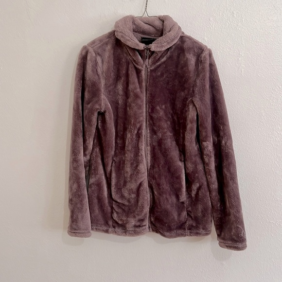 33• Heat Size Small Mauve Teddy Cozy Soft Faux Fur Zip Up Funnel Neck Jacket - Picture 1 of 7